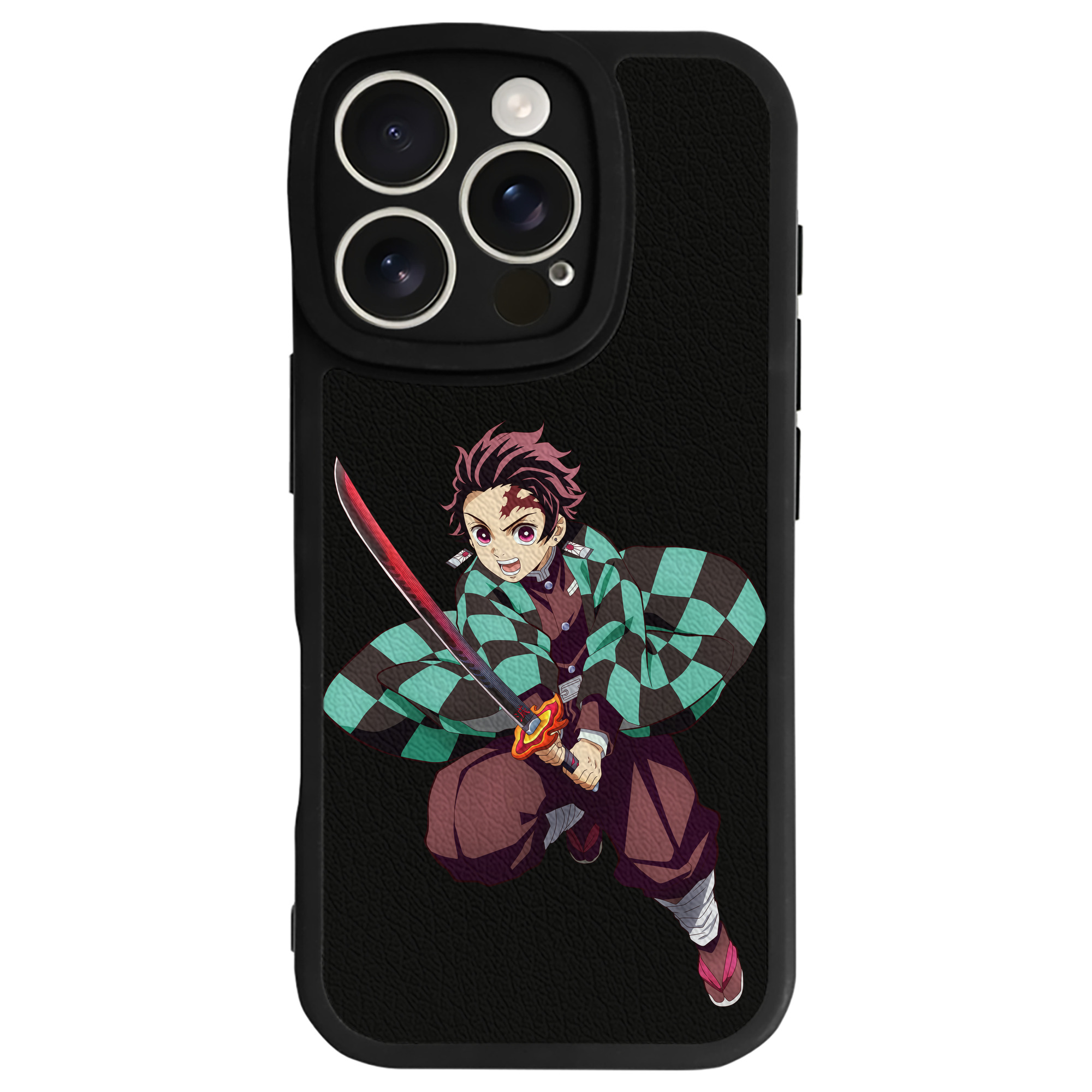 （画像用） 鬼滅の刃 竈門 炭治郎／かまど たんじろう Kamado Tanjirou 【iPhone 16シリーズ対応】シリコンスマホケース（レザー調） 材質：シリコン